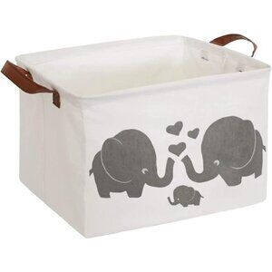 Rectangular Baby Storage Basket,Elephant Storage Bins with Handles for Nursery